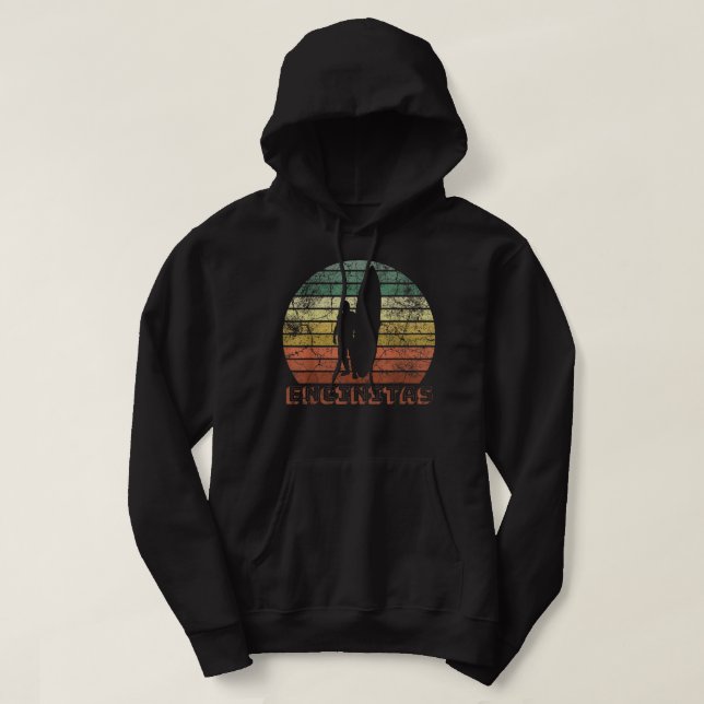Veste À Capuche Encinitas Beach California Surfer Retro Sunset Vin (Design devant)