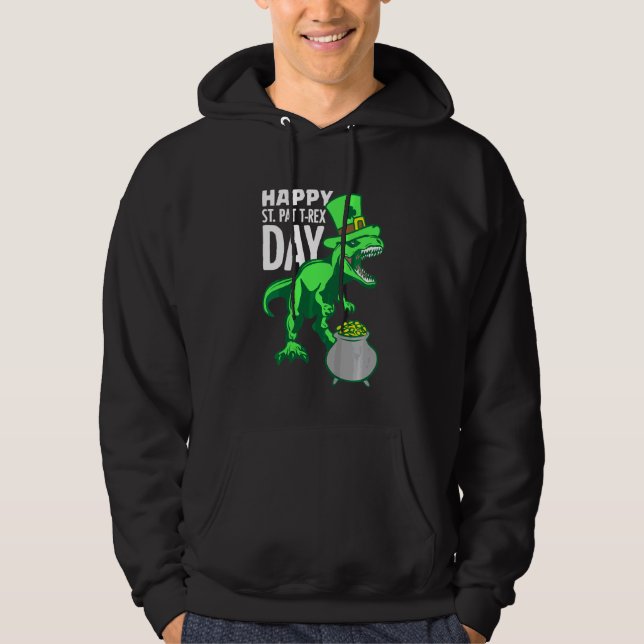 Veste À Capuche Enfants Enfants Joyeux St Pat Trex Jour Dino Patri (Devant)