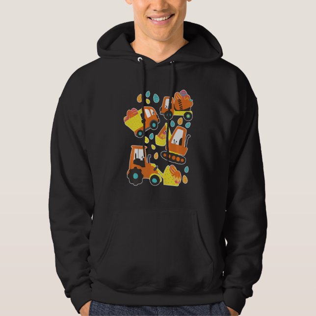 Veste À Capuche Enfants garçons Construction Camions Joyeux Oeuf d (Devant)