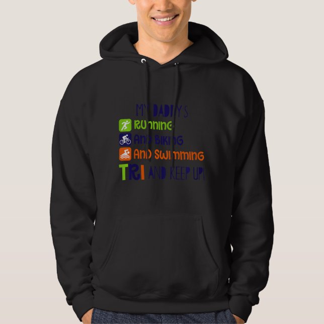 Veste À Capuche Enfants Mon papa Tri et garder le Triathlon Enfant (Devant)