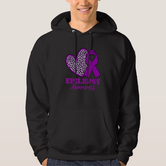 Veste À Capuche Epilepsy Awareness Heart Purple Ribbon (Devant)