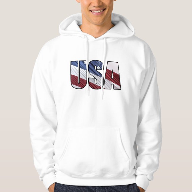 Veste À Capuche États-Unis en rouge blanc et bleu drapeau patrioti (Devant)