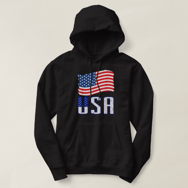Veste À Capuche États-Unis T Chemise Femmes Hommes Enfants Drapeau (Design devant)