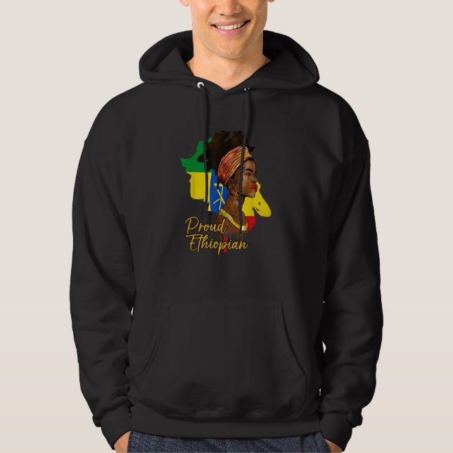 Veste À Capuche Ethiopie Afrique Drapeau Fière Amour Melanin (Devant)