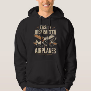 Veste À Capuche Facilement Distrait par les Avions Drôle d'Aviatio