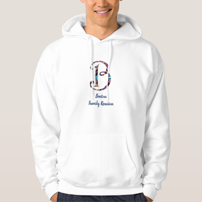 Veste À Capuche Famille Réunion Nom Lettre B Cravate-Dye Monogramm (Devant)
