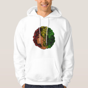 Veste À Capuche Femme noire rasta afro rouge jaune vert 