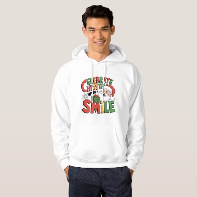 Veste À Capuche Fêtez Noël avec le sourire de Père Noël (Devant entier)