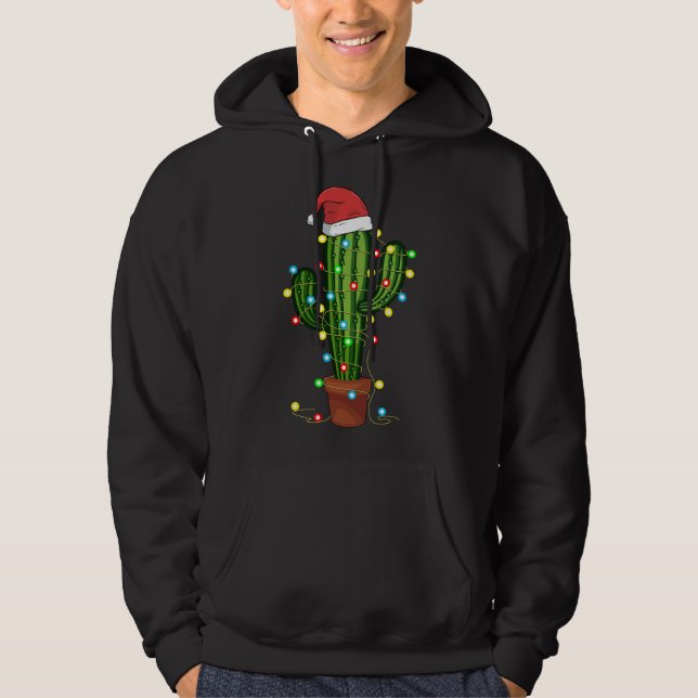 Veste À Capuche Feux de Noël Cactus Lover Drôle Noël (Devant)