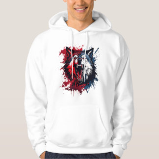 Veste À Capuche Fierce Alpha Wolf - Rouge & Bleu Splatz Art | Sauv
