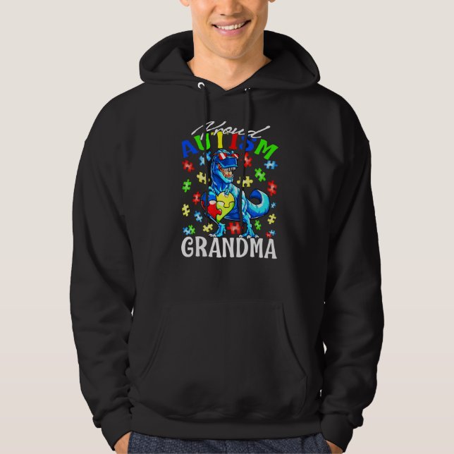 Veste À Capuche Fière autisme Grand-mère Dinosaure Sensibilisation (Devant)