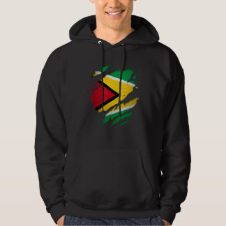 Veste À Capuche Fière Guyanan Torn déchiré Guyana Drapeau