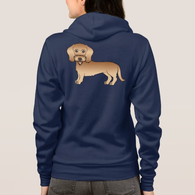 Veste À Capuche Fil à roue Haired Dachshund mignon chien de dessin (Dos)