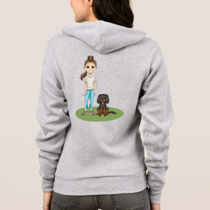 Veste À Capuche Fille de dessin animé et chien Cavalier King Charl