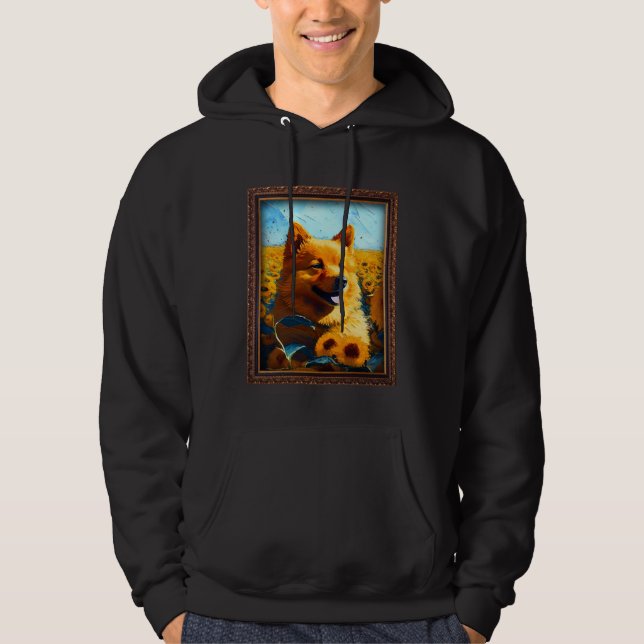Veste À Capuche Finnish Spitz Painting Sunflower Flower Mom Women  (Devant)