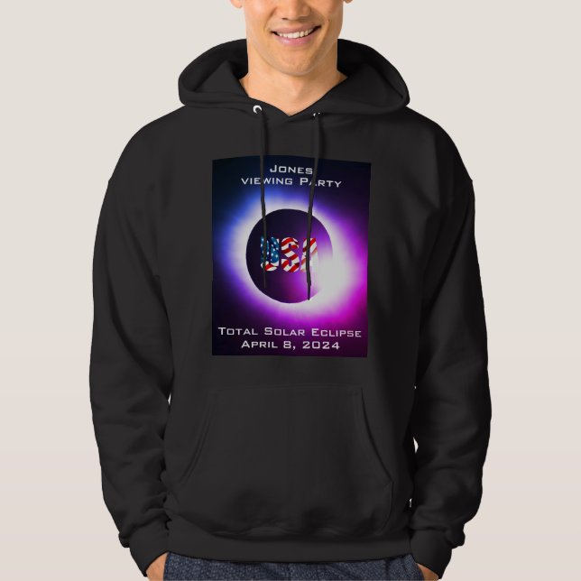 Veste À Capuche FLAG américain personnalisé Total éclipse solaire  (Devant)