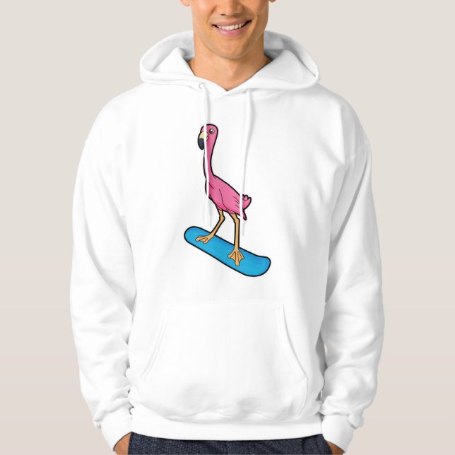 Veste À Capuche Flamant rose en Snowboard avec Snowbaord (Devant)