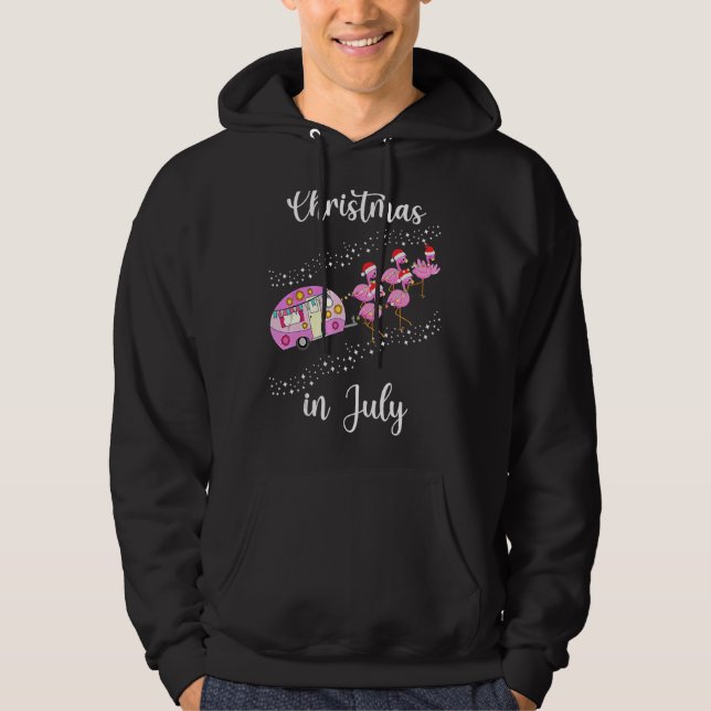 Veste À Capuche Flamant rose Pink Retro Camping Voiture Noël En Ju (Devant)