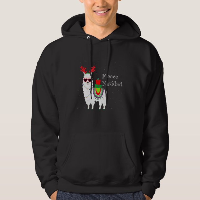Veste À Capuche Fleece Navidad Feliz Llama Cute Alpaca Noël F (Devant)