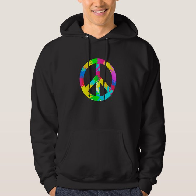 Veste À Capuche Flower Power Peace Hippie Love 60s 70s Costume Ret (Devant)