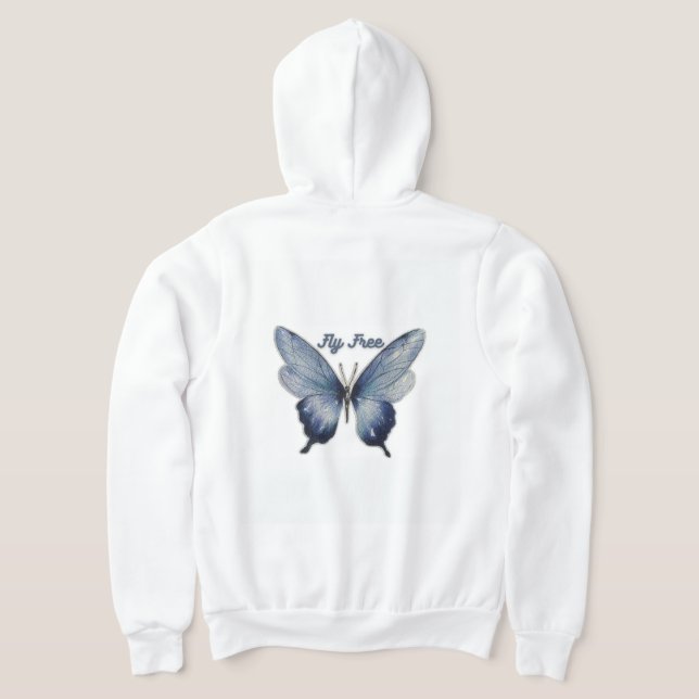 Veste À Capuche Fly Free – Blue Butterfly Art Design (Couchage Retour)