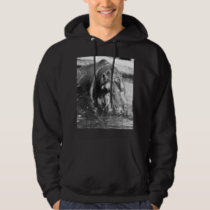 Veste À Capuche **"Force intemporelle : Hippo noir et blanc granul