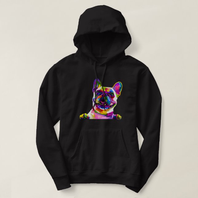 Veste À Capuche Français Bulldog Pop Portrait d'art Bouledogu (Design devant)