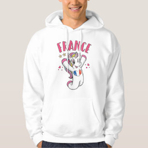 Veste À Capuche France Fan de football Unicorne avec drapeau du co