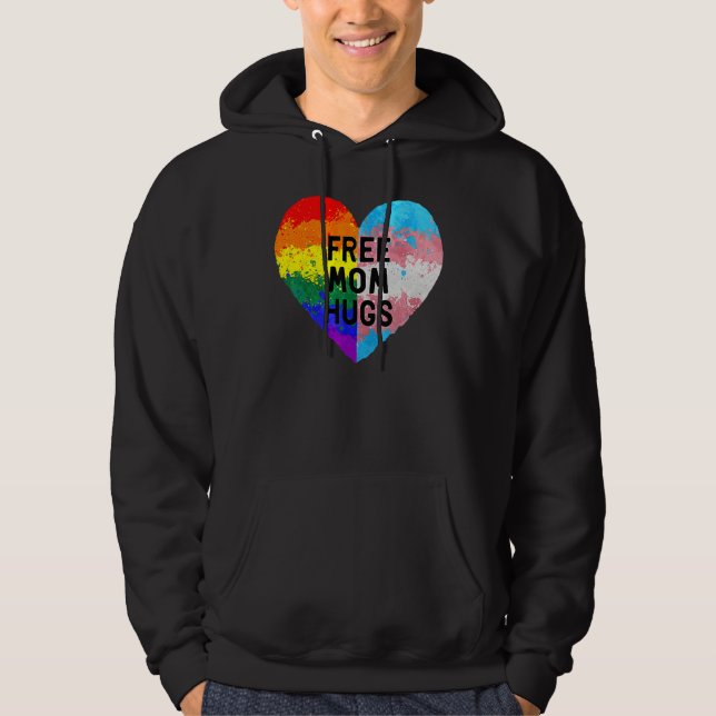 Veste À Capuche Free Mom Hugs Gay Pride Transgender Rainbow Flag (Devant)