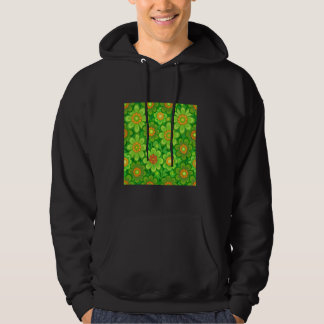 VESTE À CAPUCHE FUNKY GROOVY 1970'S STYLE CARTOON FLOWERS GREEN AN