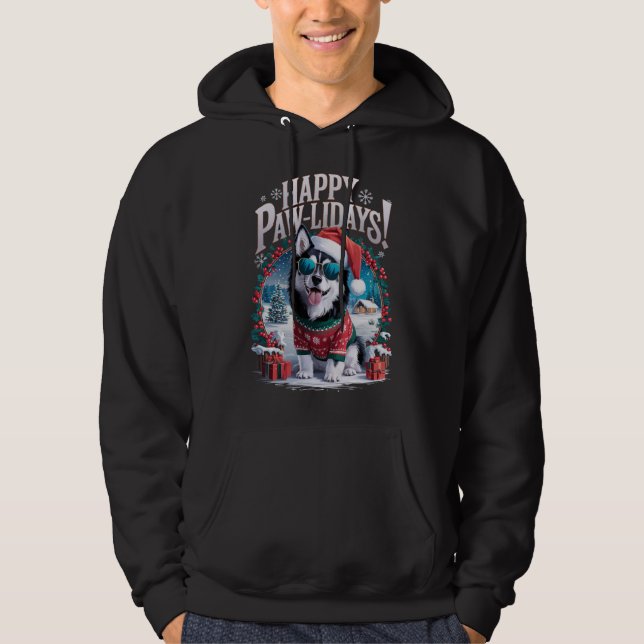 Veste À Capuche Funny Alaskan Klee Kai Chien Joyeux Jeux de Noël (Devant)