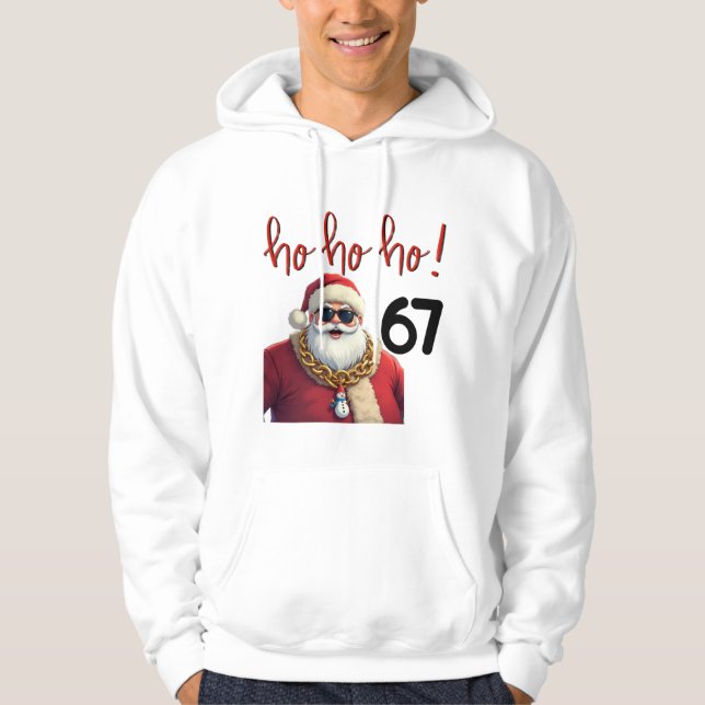 Veste À Capuche Funny Meme 67 Santa Christmas Sweatshirt  (Devant)