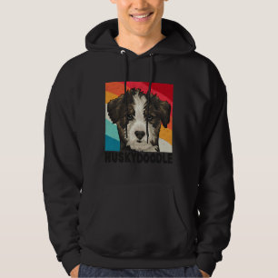 Veste À Capuche Funny Siberian Huskydoodle Art Retro Face Huskydoo