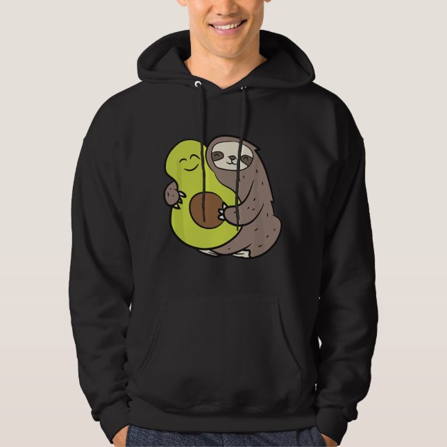 Veste À Capuche Funny Sloth With Avocado Vegan Cute Sloth Avocado  (Devant)