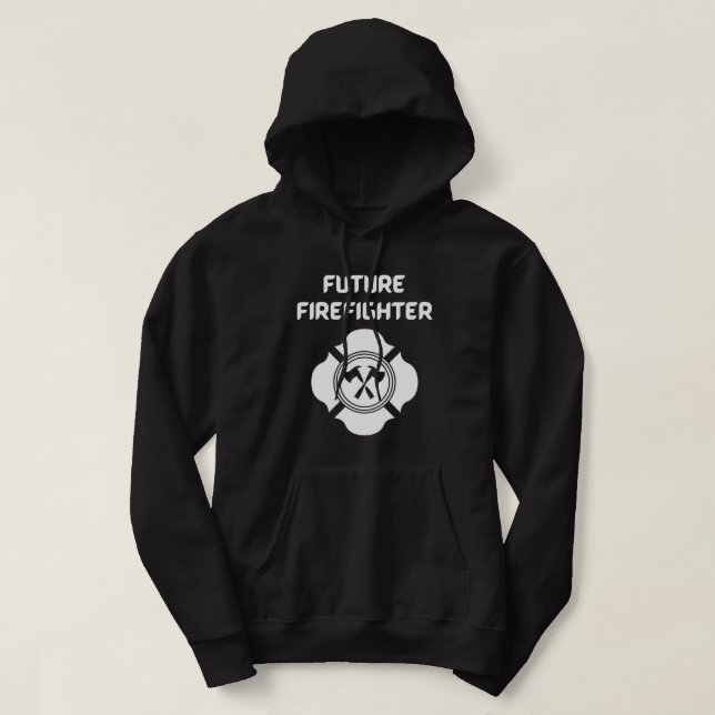 Veste À Capuche Futur pompier avec service incendie texte blanc (Design devant)