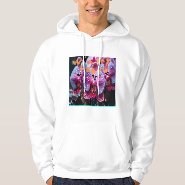 Veste À Capuche Gagnez mon coeur Orchidée manuscrite par un jeune (Devant)