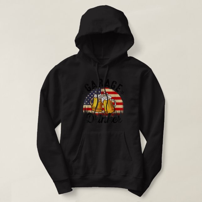 Veste À Capuche Garage Boire Drapeau Américain Papa Mens Garage Bi (Design devant)