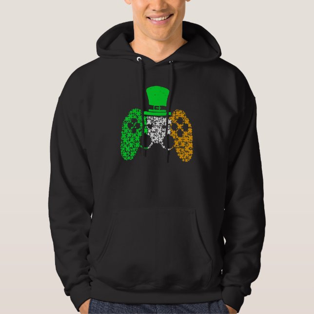 Veste À Capuche Garçons Gamer Jeu Lucky Shamrock Jour de la Saint  (Devant)