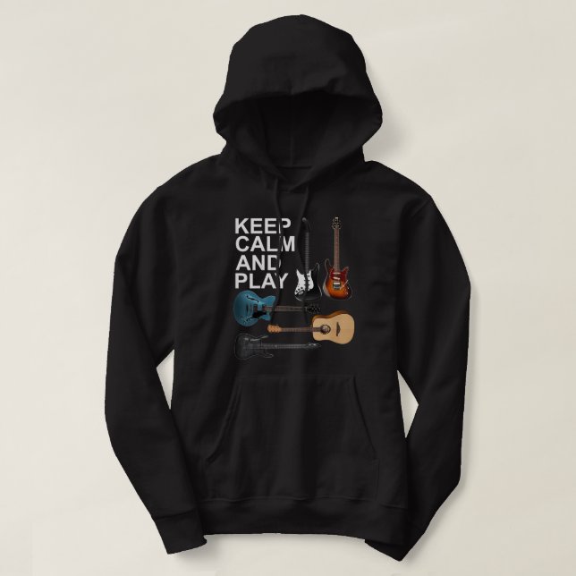 Veste À Capuche Gardez Le Calme Et Jouez Acoustique Basse Guitares (Design devant)