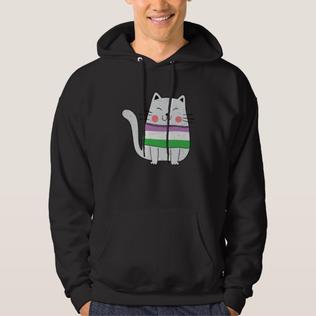 Veste À Capuche Gendequeer Flag LGBTQ Cats Pride Cat  1 (Devant)