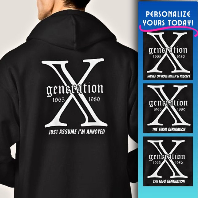 Veste À Capuche Generation X Customize Year and backside Quote  (Créateur téléchargé)