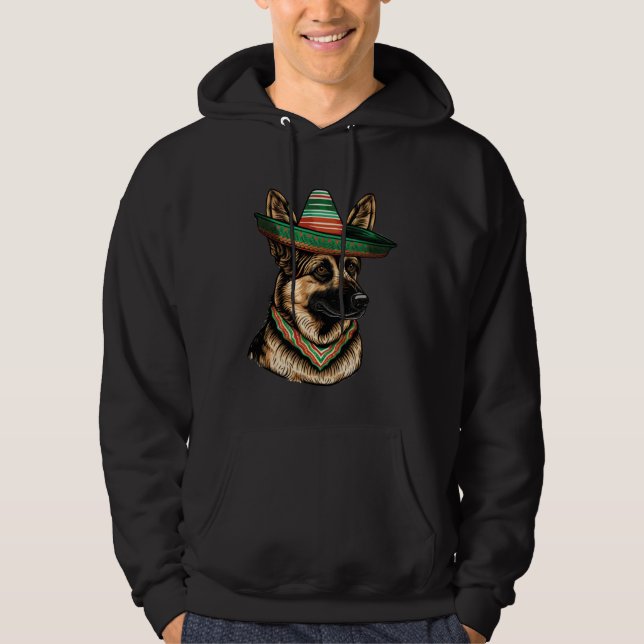 Veste À Capuche German Shepherd Cinco De Mayo Mexican Sombrero Fie (Devant)