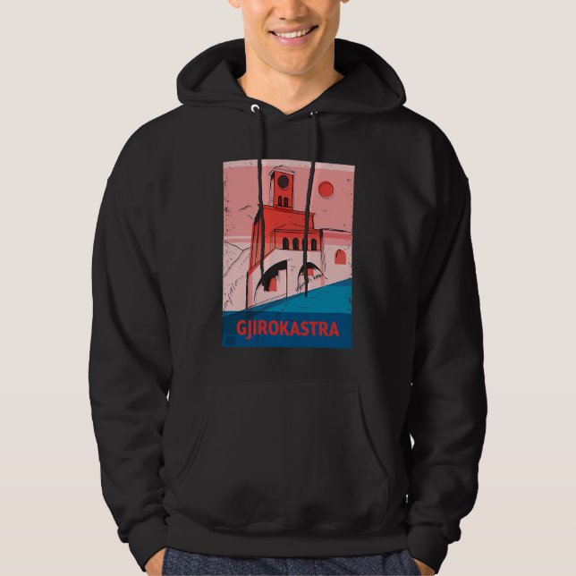 Veste À Capuche Gjirokastra Albania City Skyline Silhouette Outlin (Devant)