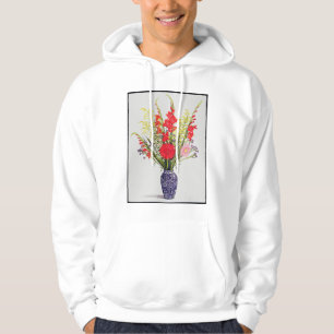 Veste À Capuche Gladioli de lis tigrés et Scabious dans un bleu