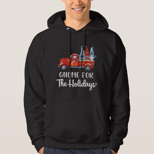 Veste À Capuche Gnome Pour Les Vacances Noël Gnome Camion Rouge (Devant)