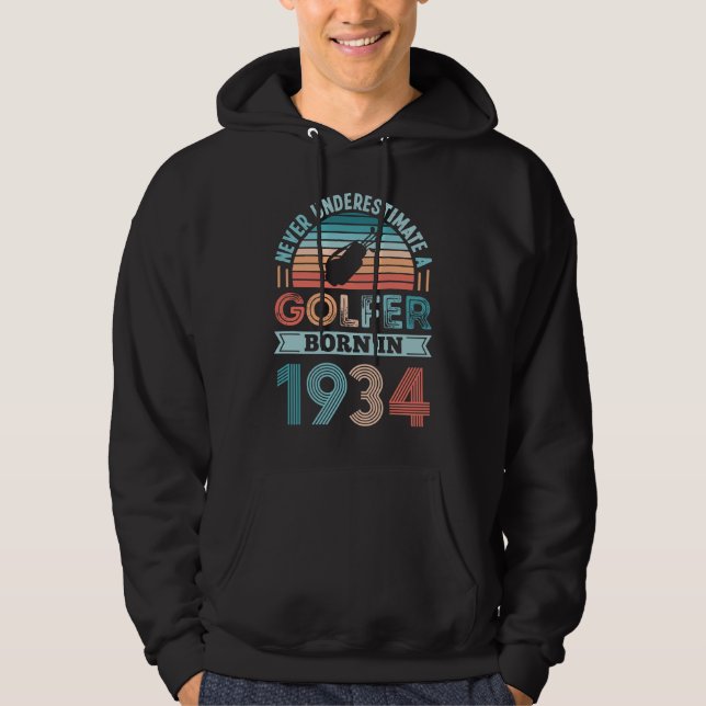 Veste À Capuche Golfeur né en 1934 Golfing 90th Birthday Gift Dad (Devant)