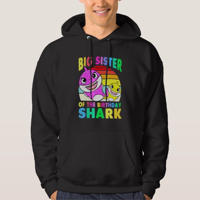 Veste À Capuche Grande Soeur Du Requin D'Anniversaire Grande Soeur (Devant)