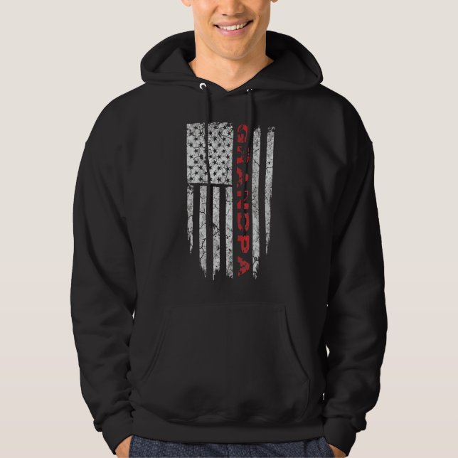 Veste À Capuche Grandpa Fête des pères du drapeau américain (Devant)