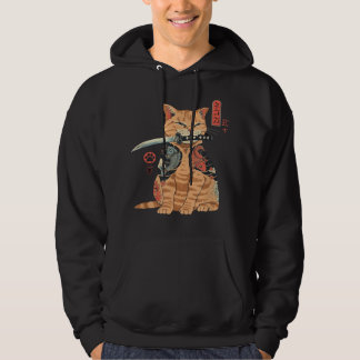 Veste À Capuche Graphique de tatouage japonais Samurai Ninja Cat K