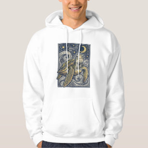 Veste À Capuche Gravure ancienne tortue marine nuit étoilée